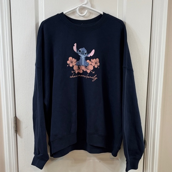 Disney Tops - NWOT Disney STITCH Ohana Means Family Floral Sweatshirt X-Large
